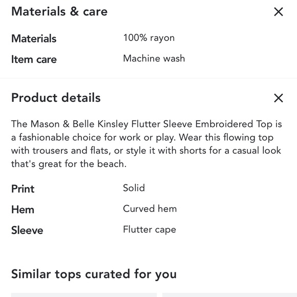 Mason & Belle Kinsley Flutter Sleeve Embroidered Top - Picture 2 of 7